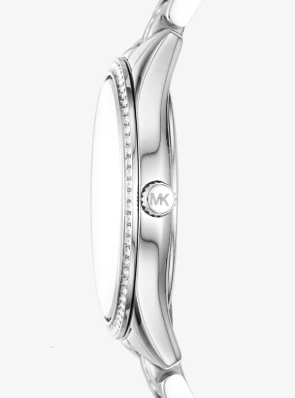 Damske Sliver-tone Hodinky Michael Kors Mini Lauryn Pavé Strieborne - Hodinky Michael Kors Vypredaj | GFCMJ-4259